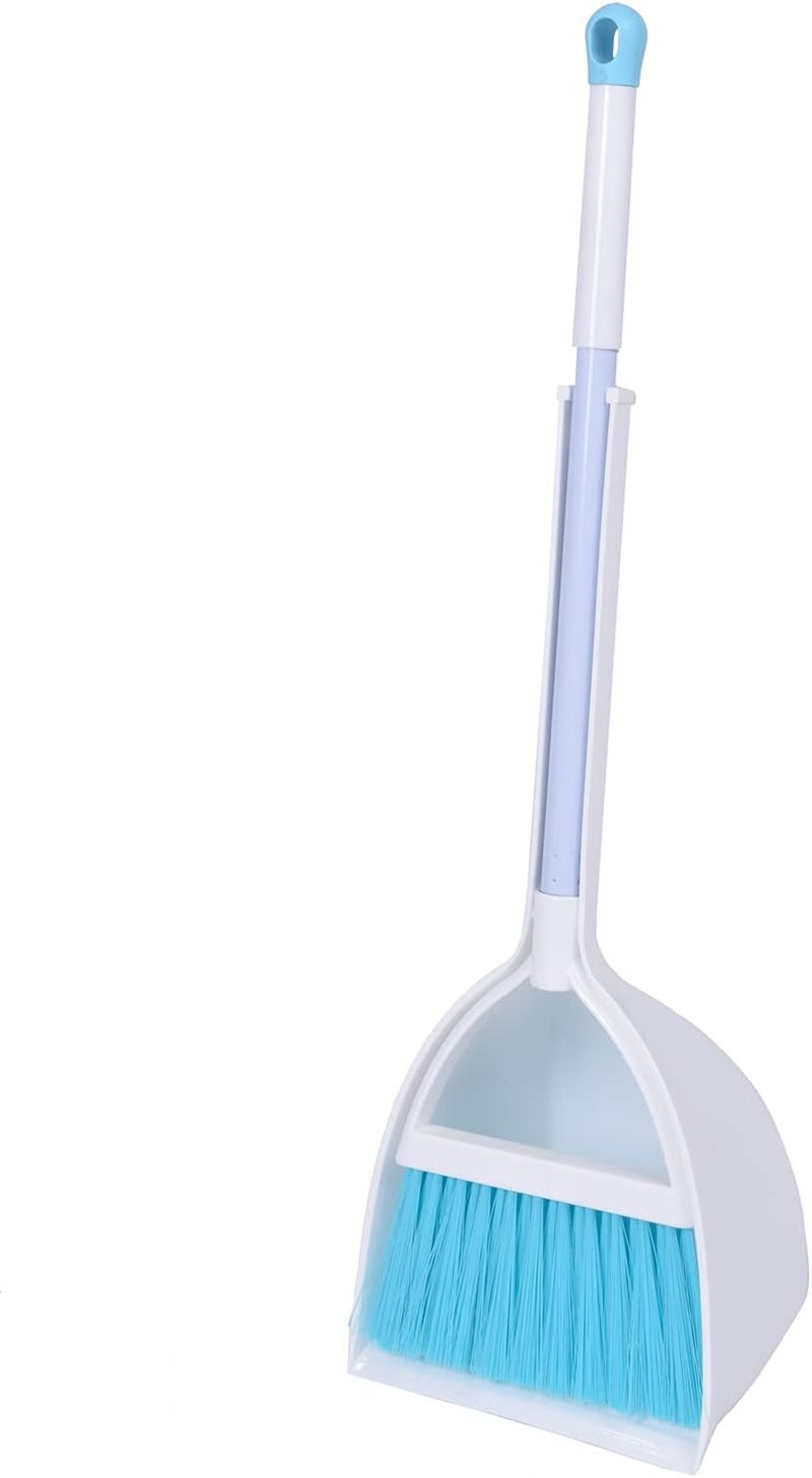 Xifando Mini Broom with Dustpan for Kids,Little Housekeeping Helper Set (White+Sky Blue) - Image 1